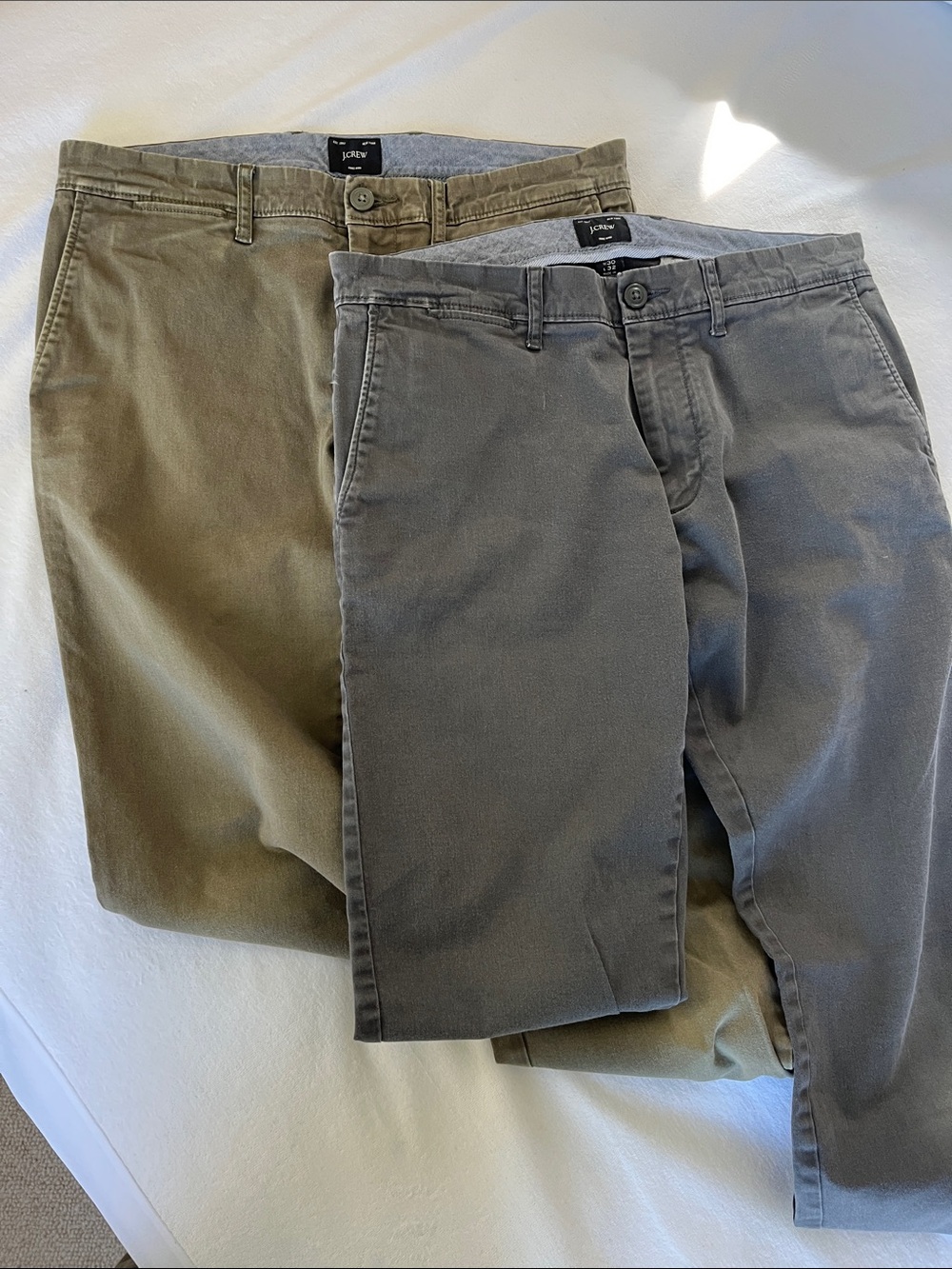 J. Crew Men’s Chino Pants in Olive and Gray
